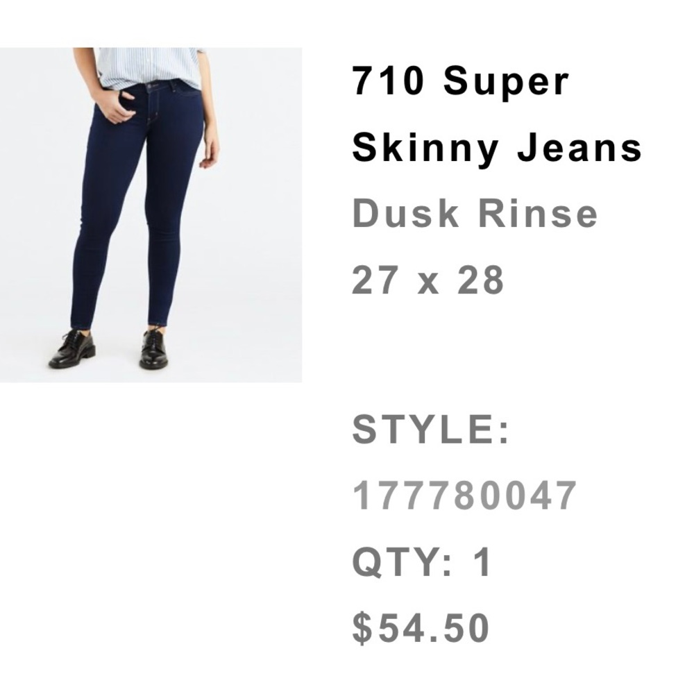 Levi 710 Skinny Jeans - 27x28 Dark Blue (barely worn)